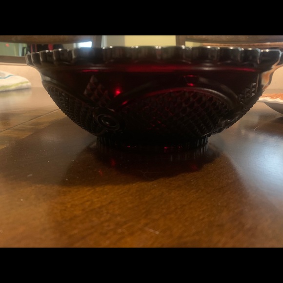 Avon cranberry glass bowl beautiful vintage modern - Picture 4 of 8